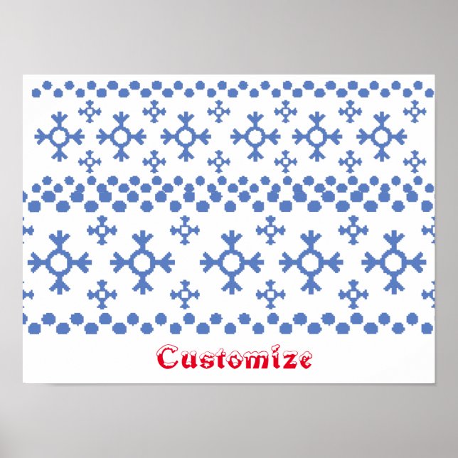 Cute Blue Snöflingor Mönster Thunder_Cove Poster (Framsidan)