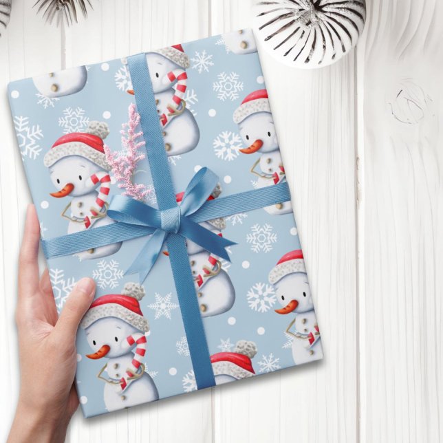 Cute Blue Snögubbe jul Presentpapper (Skapare uppladdad)