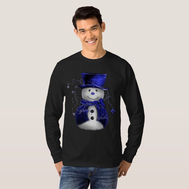 Cute Blue Snögubbe T-shirt (Hel framsida)
