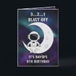 Cute Blue Space Astronaut Måne 8:e födelsedagen Kort<br><div class="desc">Den här är avsedd för dig. Den här är en fin och unik design för alla som tittar ett barnsons 8-årskort, son 8-årskort eller 8-årskort. Utformningen har en söt astronaut sitta på måne, något roligt och coola för ett litet barn. Utformningen är anpassadet som elak som du kan lägga till...</div>