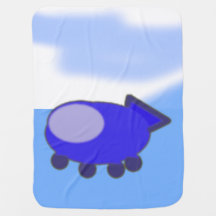 Cute Blue Spaceship på Fransk Blue Clouds