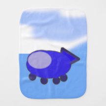 Cute Blue Spaceship på Fransk Blue Clouds