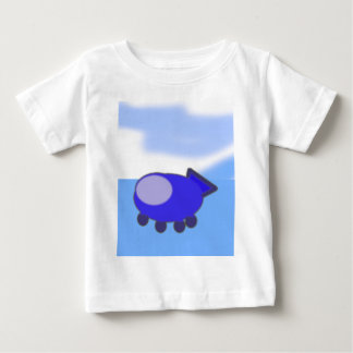 Cute Blue Spaceship på Fransk Blue Clouds T Shirt