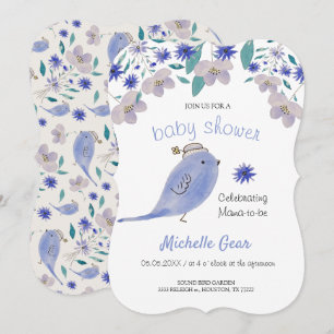 Cute Blue Sparrow med blomma