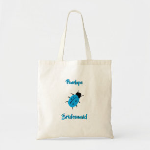 Cute Blue Spoted Ladybug och Bridesmaid Namn Tygkasse
