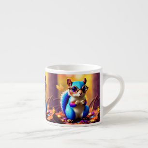 Cute Blue Squirrel med glasögon Espressomugg