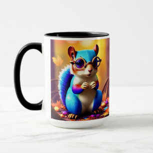 Cute Blue Squirrel med glasögon Mugg