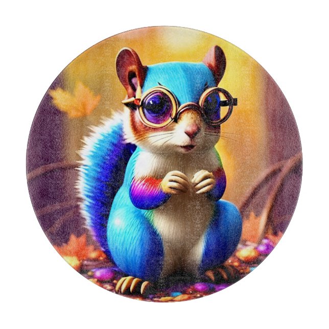 Cute Blue Squirrel med Glass-46506 (Framsidan)