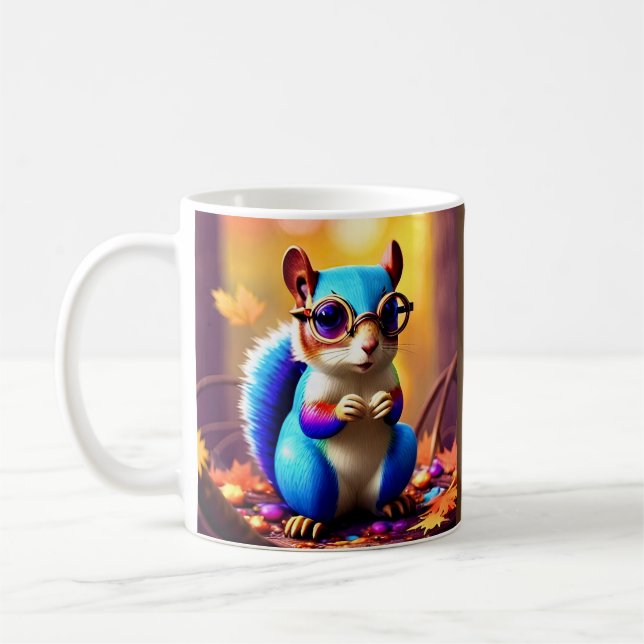 Cute Blue Squirrel with Glasses-56786 Kaffemugg (Vänster)