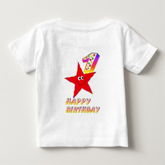 Cute Blue Star Birthday Boy Shirt Tee (Baksida)