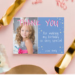 Cute Blue Star Girl Birthday Tack Kort<br><div class="desc">Cute Blue Star Girl Photo Birthday - Tack för ditt kort. Tysta små stjärnor. Ladda upp fotot och anpassa kortet med ditt namn och din text. Underbart som tack för att du fick kort för flickor.</div>