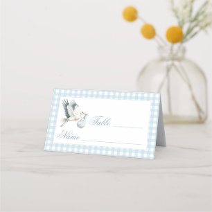 Cute Blue Stork Baby Shower Bordsnumren Tält Placeringskort
