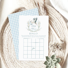 Cute Blue Stork Delivery Baby Shower Game Bingo