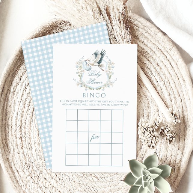 Cute Blue Stork Delivery Baby Shower Game Bingo (Skapare uppladdad)