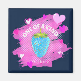 Cute Blue Strawberry Hearts an of a like Rosa Magnet