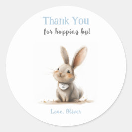 Cute Blue Tack Bunny Birthday Runt Klistermärke