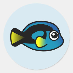 Cute Blue Tang Runt Klistermärke
