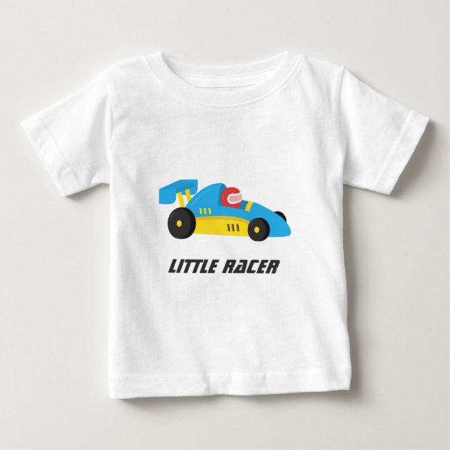 Cute Blue Tävling-bilen för den lilla racern T-shirt (Framsida)