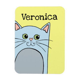 Cute Blue Tecknad Cat-Personlig Magnet