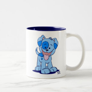 Cute Blue Tecknad Puppy Mugg