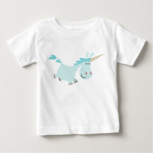 Cute Blue Tecknad Unicorn Baby T-Shirt