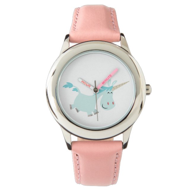Cute Blue Tecknad Unicorn Watch Armbandsur (Framsida)
