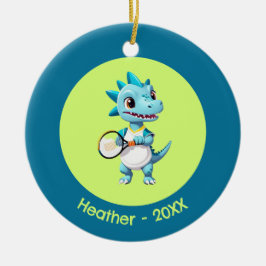 Cute Blue tennis dinosauaur Julgransprydnad Keramik