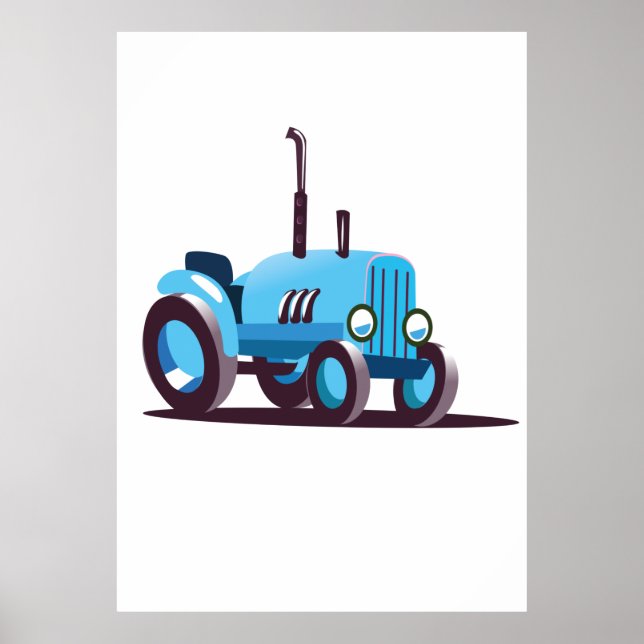 Cute Blue Tractor Poster (Framsidan)