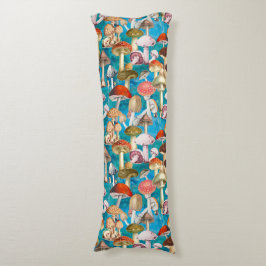 Cute blue turcoise svampi mönster kroppskudde