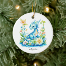Cute Blue Turcos Grönt Dragon Personlig