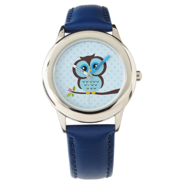 Cute Blue Uggla Armbandsur (Framsida)