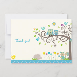 Cute Blue Uggla Boy Baby Shower Tack för dina kort