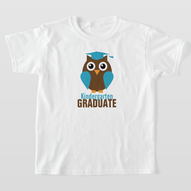 Cute Blue Uggla Kindergarten Student T-shirt (Laydown)