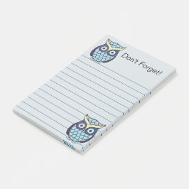 Cute Blue Uggla Lining Post-it Block