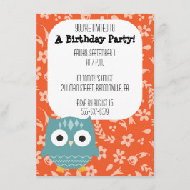 Cute Blue Uggla Party-inbjudan Inbjudningar