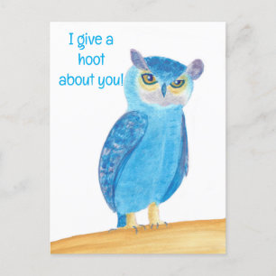 Cute Blue Uggla, vykort för alla hjärtslag