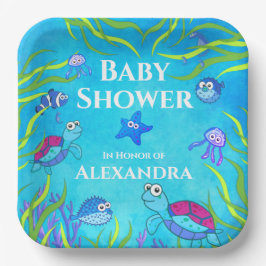 Cute Blue under Sea Boy Baby Shower Napkins Cl