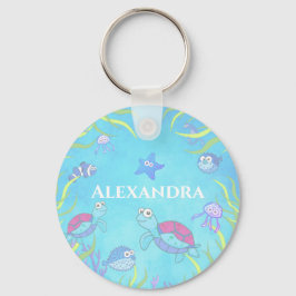 Cute Blue under Sea Keychain Nyckelring