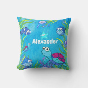 Cute Blue under Sea Pojke Nursery Throw P Kudde