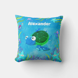 Cute Blue under Sea Turtle Kudde