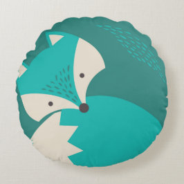 Cute Blue-Varg Tecknad Round Pillow-för barn Rund Kudde