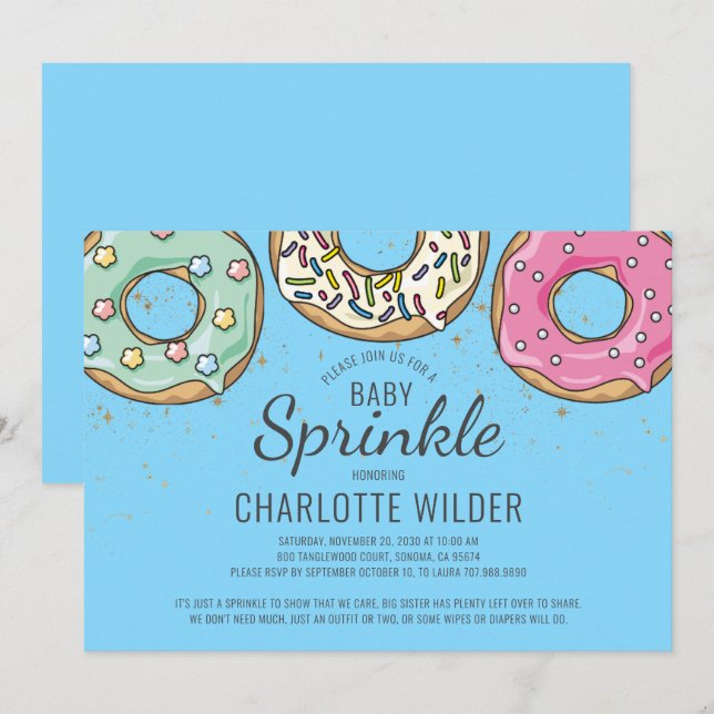 Cute Blue Watercolor Baby Sprinkle | Blue Boy Inbjudningar (Fram/baksida)
