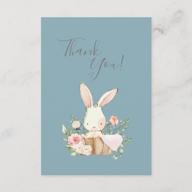 Cute Blue Watercolor Bunny Baby Shower Tack (Framsida)