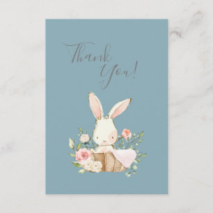 Cute Blue Watercolor Bunny Baby Shower Tack Kort