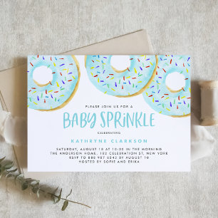 Cute Blue Watercolor Donuts Boy Baby Sprinkle Inbjudningar
