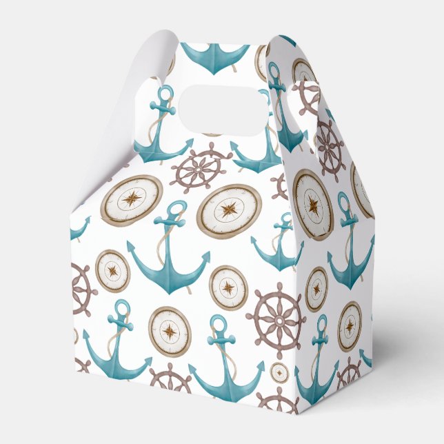 Cute Blue Watercolor Nautical Sailor Mönster Presentaskar (Framsidan Sidan)