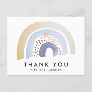 Cute Blue Watercolor Rainbow, Tack Vykort