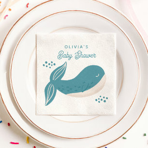 Cute Blue Whale boydusch. Nautiskt djur Pappersservett