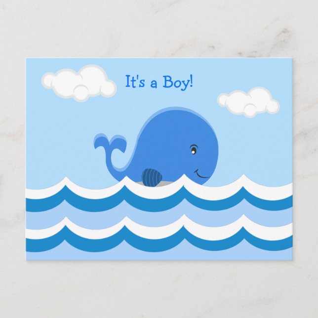 Cute Blue Whale Det är ett meddelande från Pojke B Vykort (Framsida)