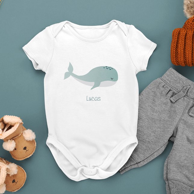 Cute Blue Whale med Personlig Namn T Shirt (Skapare uppladdad)